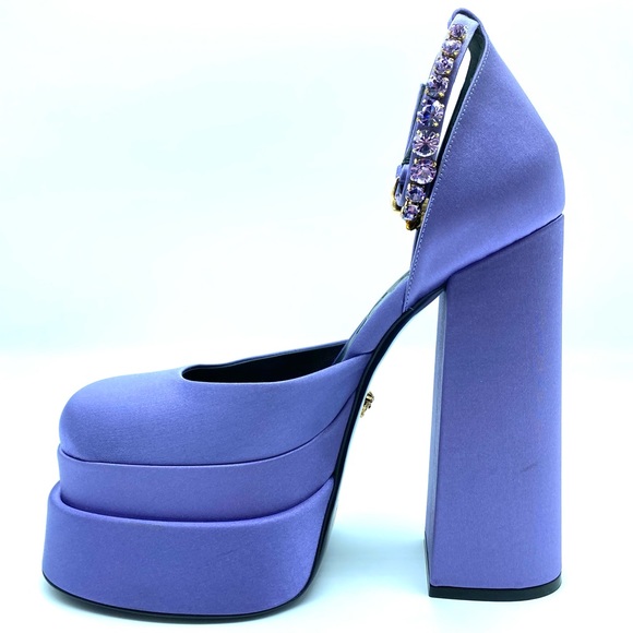 VERSACE Medusa Aevitas Platform Pumps Orchid Chunky Block Heel - Picture 10 of 15